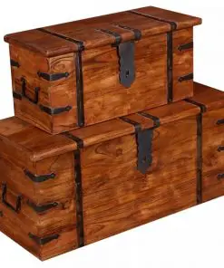 vidaXL 2 Piece Storage Chest Set Solid Wood