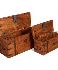 vidaXL 2 Piece Storage Chest Set Solid Wood