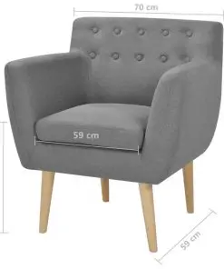 vidaXL Armchair Light Grey Fabric