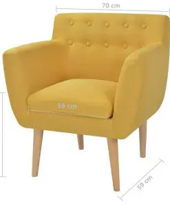 vidaXL Armchair Yellow Fabric