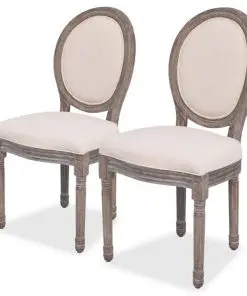 vidaXL Dining Chairs 2 pcs Cream Fabric