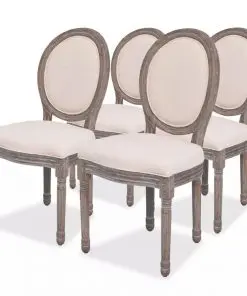 vidaXL Dining Chairs 4 pcs Cream Fabric