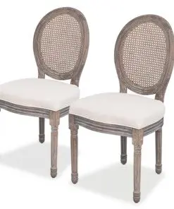 vidaXL Dining Chairs 2 pcs Cream Fabric