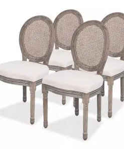 vidaXL Dining Chairs 4 pcs Cream Fabric