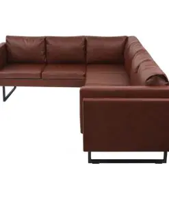 vidaXL Corner Sofa Artificial Leather Brown