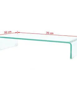 vidaXL TV Stand/Monitor Riser Glass Clear 70x30x13 cm