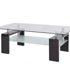 vidaXL High-Gloss Coffee Table with Lower Shelf 110x60x40 cm Black