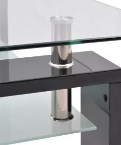 vidaXL High-Gloss Coffee Table with Lower Shelf 110x60x40 cm Black