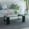 vidaXL High-Gloss Coffee Table with Lower Shelf 110x60x40 cm Black
