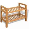 vidaXL Shoe Rack with 2 Shelves 49,5x27x40 cm Solid Oak Wood vidaXL Shoe Rack with 2 Shelves 49,5x27x40 cm Solid Oak Wood
