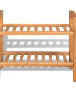 vidaXL Shoe Rack with 2 Shelves 49,5x27x40 cm Solid Oak Wood