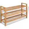 vidaXL Shoe Rack with 3 Shelves 100x27x59,5 cm Solid Oak Wood