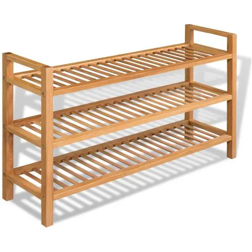 vidaXL Shoe Rack with 3 Shelves 100x27x59,5 cm Solid Oak Wood