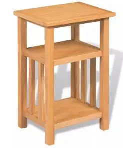 vidaXL End Table with Magazine Shelf 27x35x55 cm Solid Oak Wood