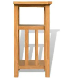 vidaXL End Table with Magazine Shelf 27x35x55 cm Solid Oak Wood