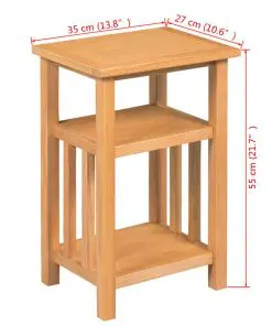 vidaXL End Table with Magazine Shelf 27x35x55 cm Solid Oak Wood