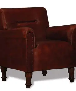 vidaXL Armchair Brown Real Leather