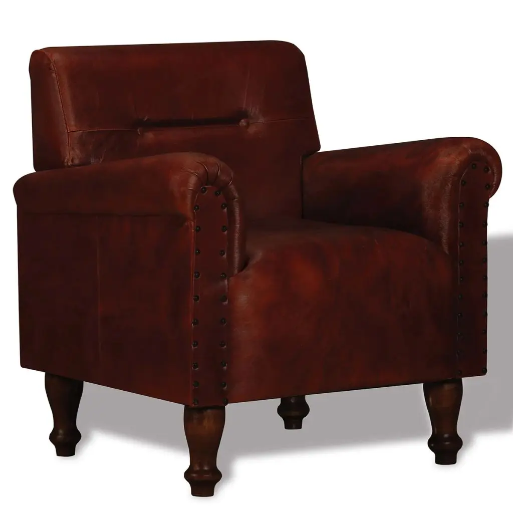 vidaXL Armchair Brown Real Leather