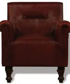 vidaXL Armchair Brown Real Leather