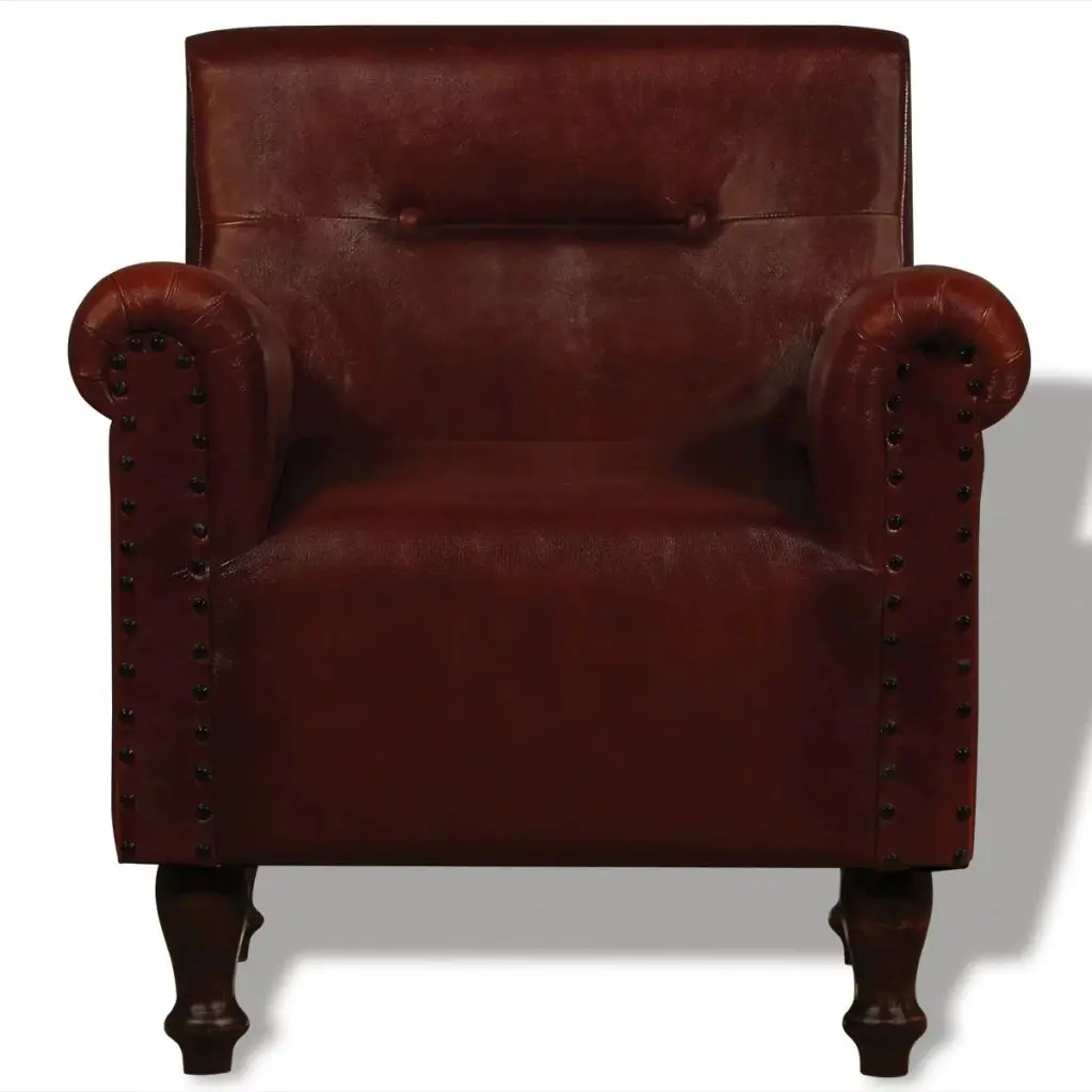 vidaXL Armchair Brown Real Leather