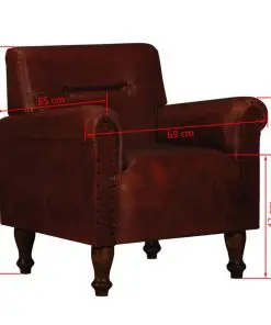 vidaXL Armchair Brown Real Leather