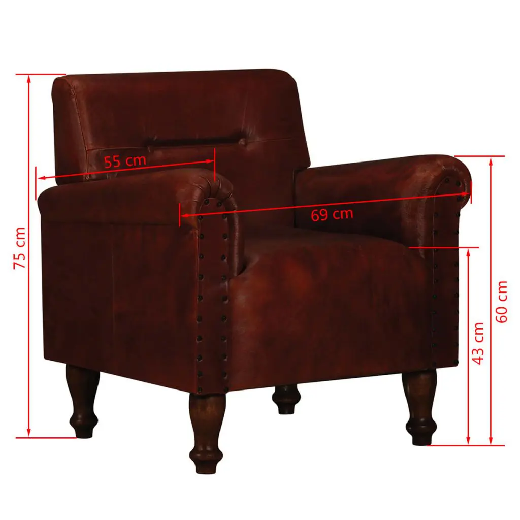 vidaXL Armchair Brown Real Leather