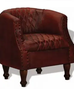 vidaXL Armchair Brown Real Leather