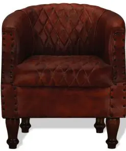 vidaXL Armchair Brown Real Leather