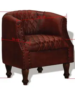 vidaXL Armchair Brown Real Leather