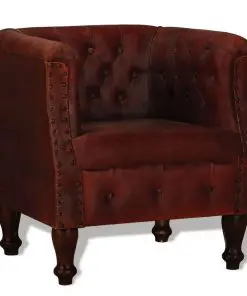 vidaXL Armchair Brown Real Leather