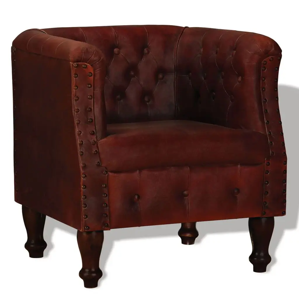 vidaXL Armchair Brown Real Leather