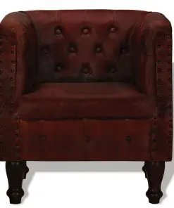 vidaXL Armchair Brown Real Leather