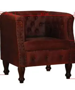 vidaXL Armchair Brown Real Leather