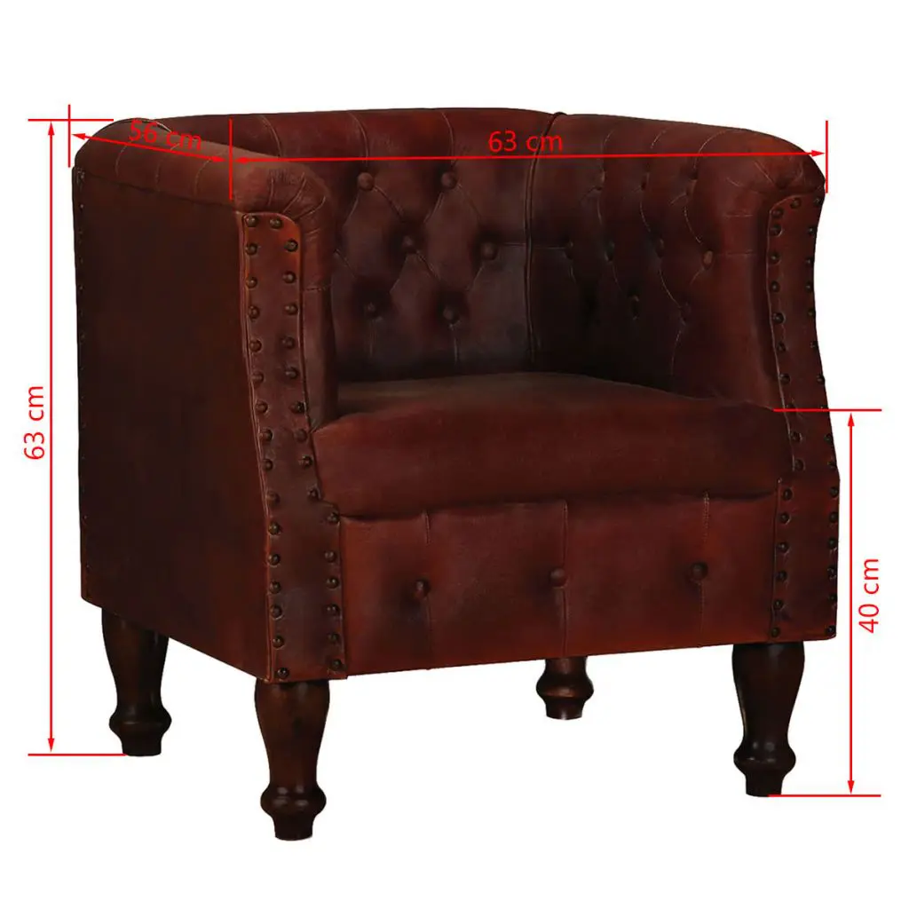 vidaXL Armchair Brown Real Leather