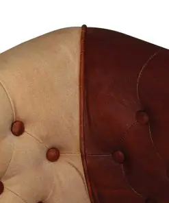 vidaXL Armchair Brown and Beige Real Leather and Fabric