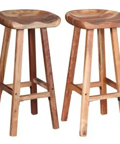 vidaXL Bar Stools 2 pcs Solid Acacia Wood