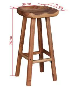 vidaXL Bar Stools 2 pcs Solid Acacia Wood