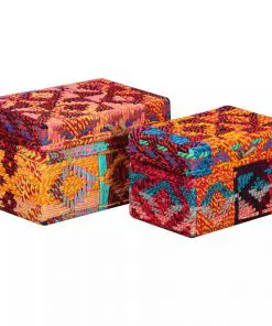 vidaXL Storage Boxes Set of 2 Chindi Fabric Multicolour