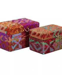 vidaXL Storage Boxes Set of 2 Chindi Fabric Multicolour