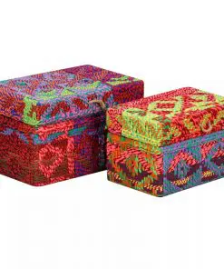 vidaXL Storage Boxes Set of 2 Chindi Fabric Multicolour