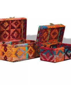 vidaXL Storage Boxes Set of 2 Chindi Fabric Multicolour