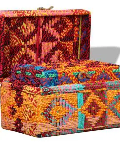 vidaXL Storage Boxes Set of 2 Chindi Fabric Multicolour
