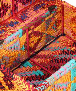 vidaXL Storage Boxes Set of 2 Chindi Fabric Multicolour