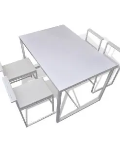 vidaXL 5 Piece Dining Table and Chair Set White