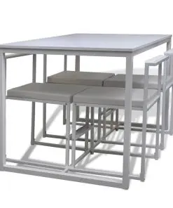 vidaXL 5 Piece Dining Table and Chair Set White