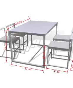 vidaXL 5 Piece Dining Table and Chair Set White