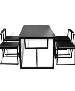 vidaXL 5 Piece Dining Table and Chair Set Black