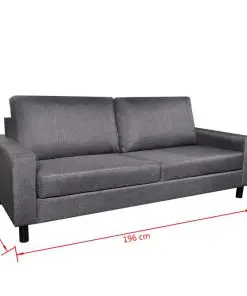 vidaXL 3-Seater Sofa Dark Grey Fabric