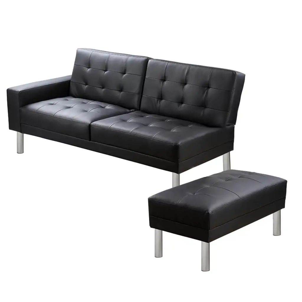 vidaXL Sofa Bed Artificial Leather Black