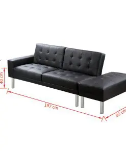 vidaXL Sofa Bed Artificial Leather Black